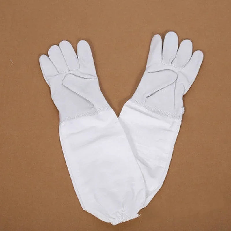 Beekeeper Protective Gloves Anti Bee Breathable Goatskin Yellow Qme WHITE XL
