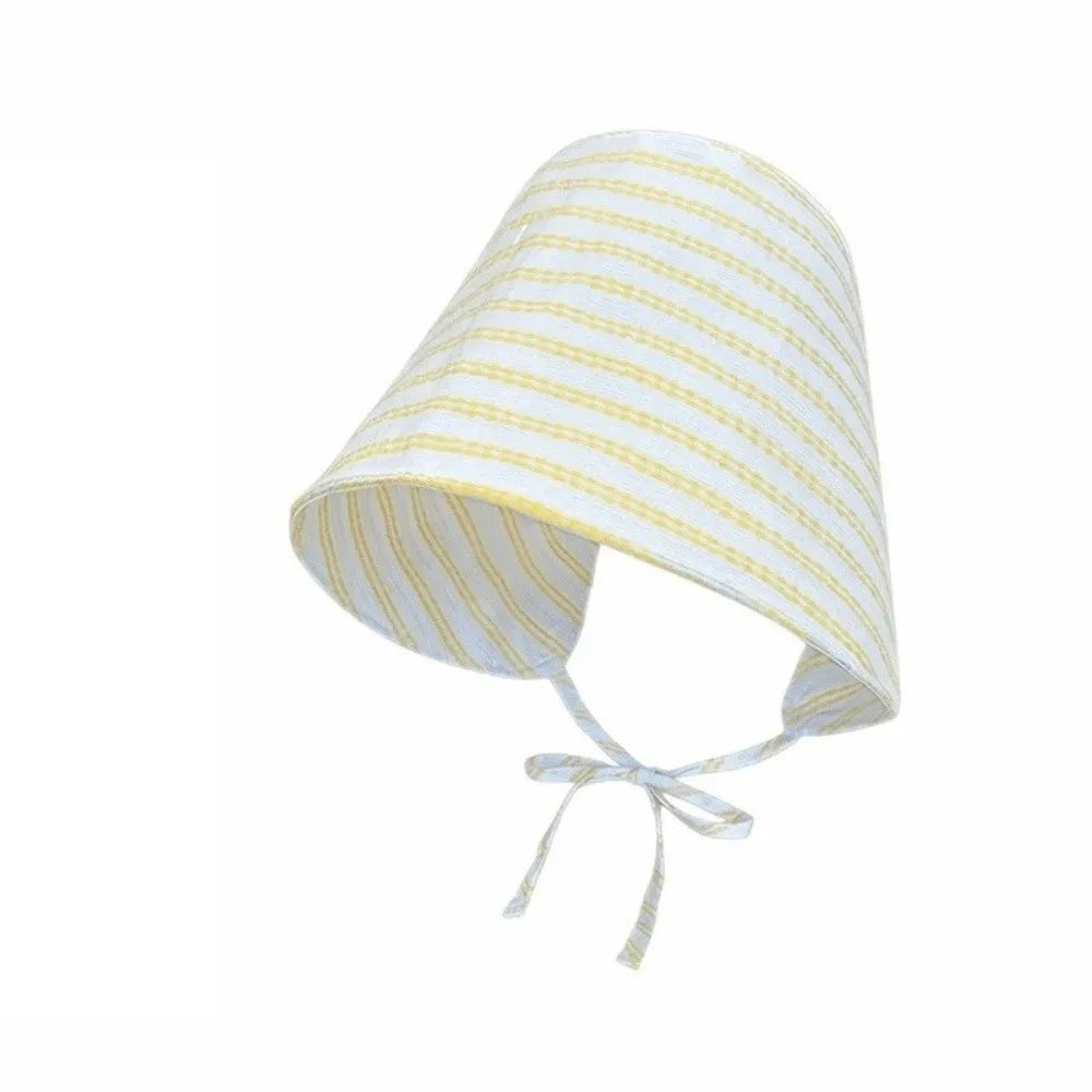 French Large Brim Sun Protection Hat Wide Foldable Bucket Breathable Qme Yellow Stripes