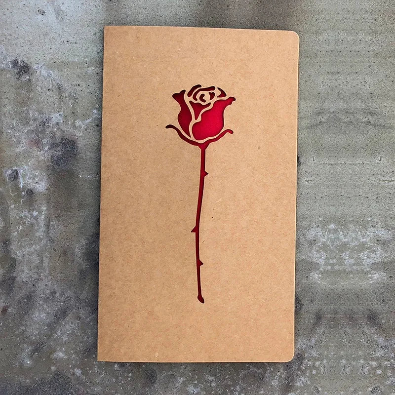 1pcs of Hollow Valentine's Day Mother's Day Greeting Card / Kraft Paper Card Holiday Cards Birthday Cards Blessing Gift Card Qme rose 10x17cm