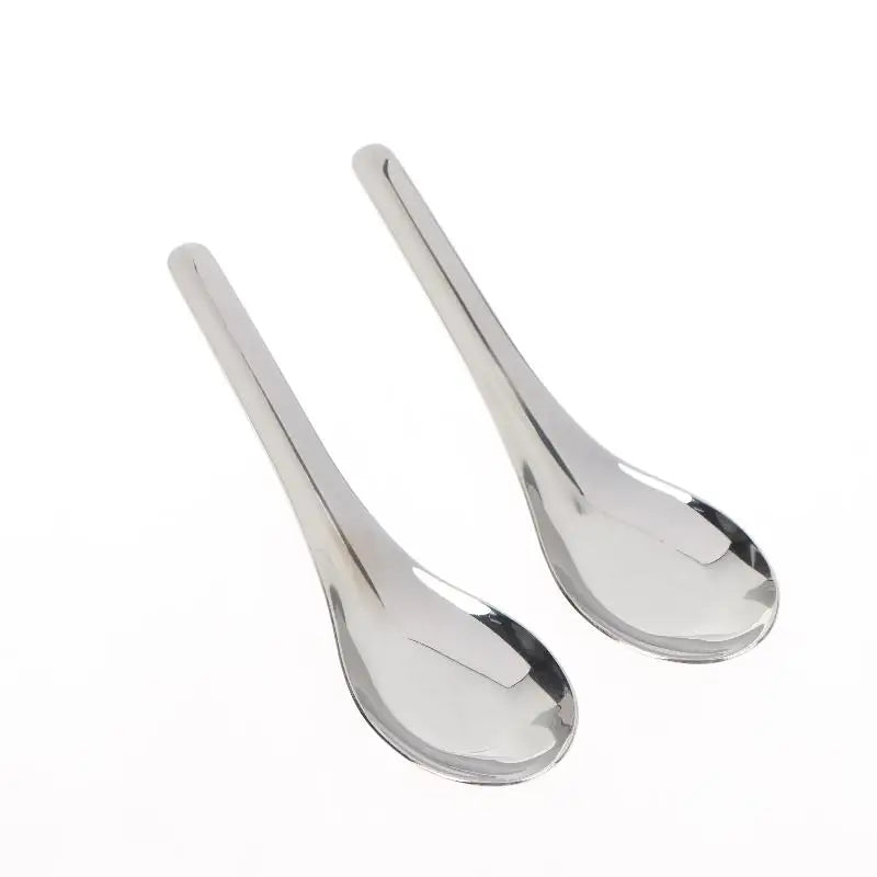 Stainless Steel Flat Bottom Spoons Long Handle Smooth Resistant Qme A