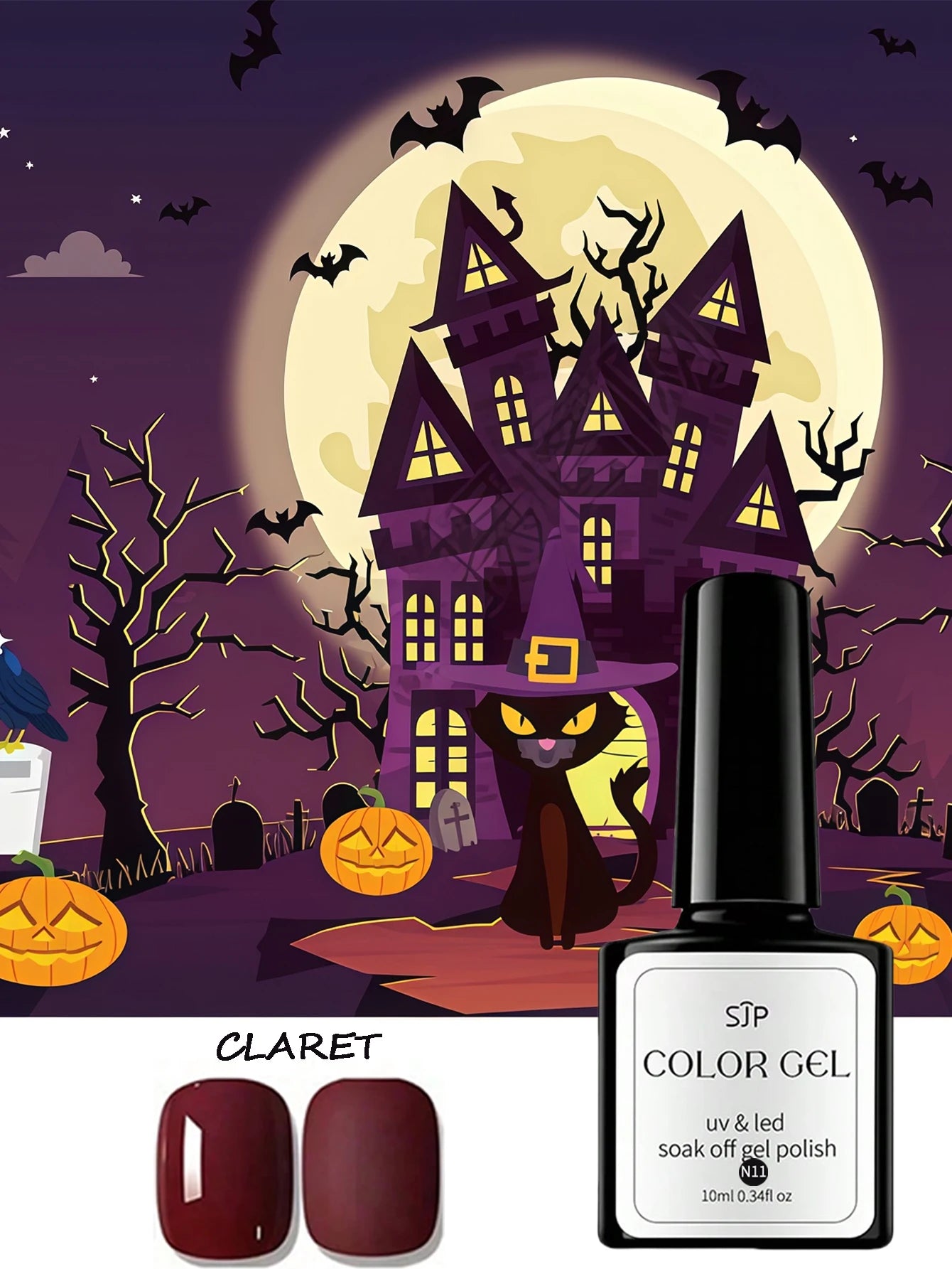 Halloween 5-Color Gel Nail Polish Including Pumpkin Orange White Qme Claret