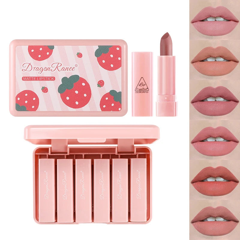 6 Colors Matte Lipstick Lipsticks Mini Waterprooflong Lasting Velvet Qme A