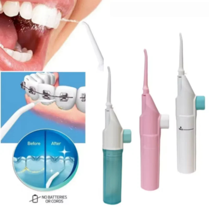 Manual Pressure Portable Dental Cleaner Water Jet Floss Tooth Pick Jet Tip Teeth Cleaning Dental Stone Remover Qme