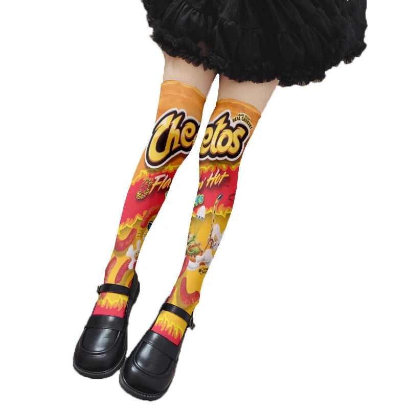 Fun Snacks Food Women's Stockings Skateboard Teen Harajuku Fashion Qme style9 One Size