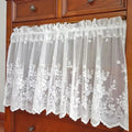 European White Lace Short Curtains for Kitchen Outdoor Patio & Balcony Decorative Window Drapes Qme White 100cmX45cm Rod Pocket