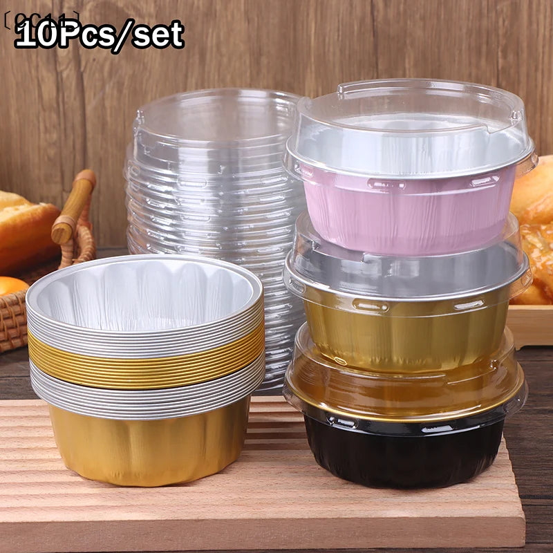 Aluminum Foil Cake Container Pans Liners Lids Heat-resistant Baking Qme