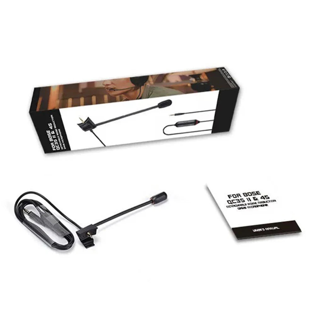 Detachable Gaming Boom Microphone 3.5mm Plug Cable Boom Microphone Noise Cancelling Gaming Boom Mic for Bose QC35/QC45 Qme