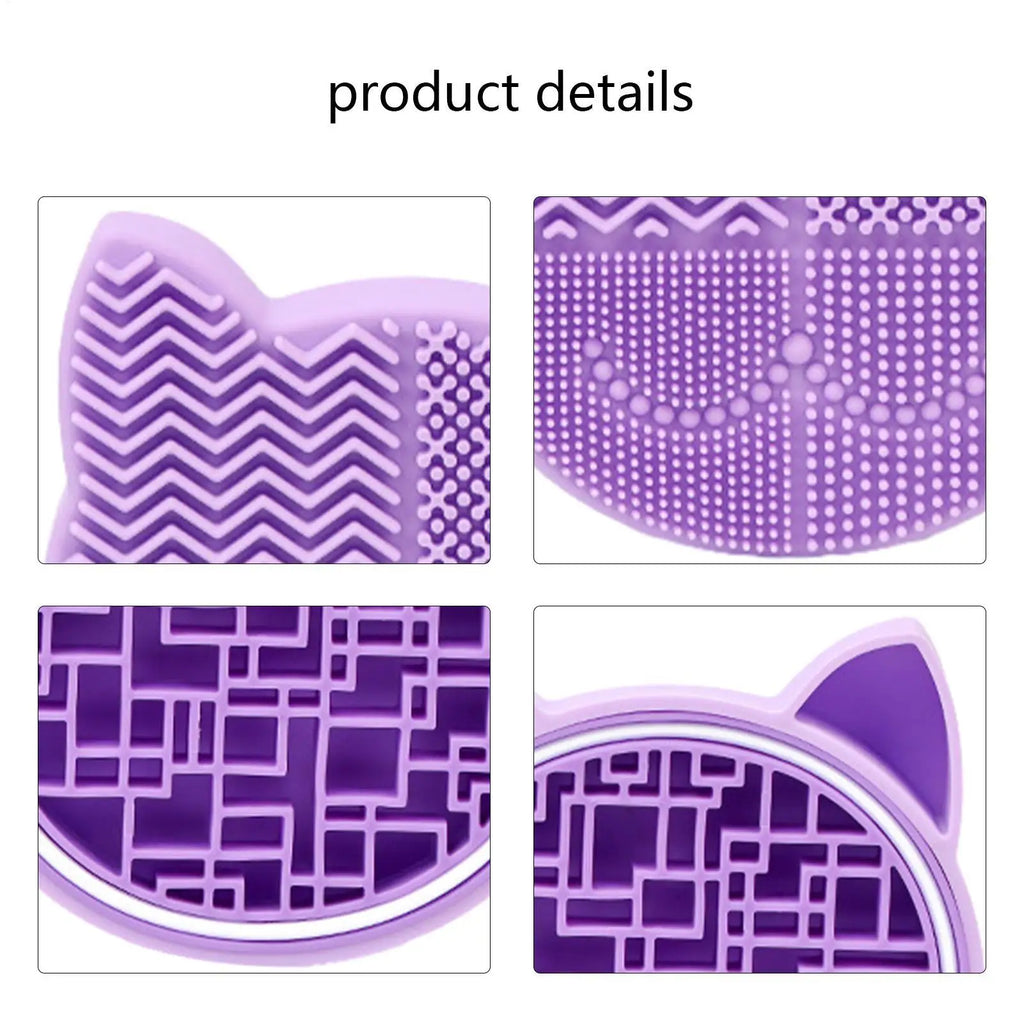 Makeup Brush Cleaner Silicone Scrubbing Tray Cleaning Plate Washing Qme