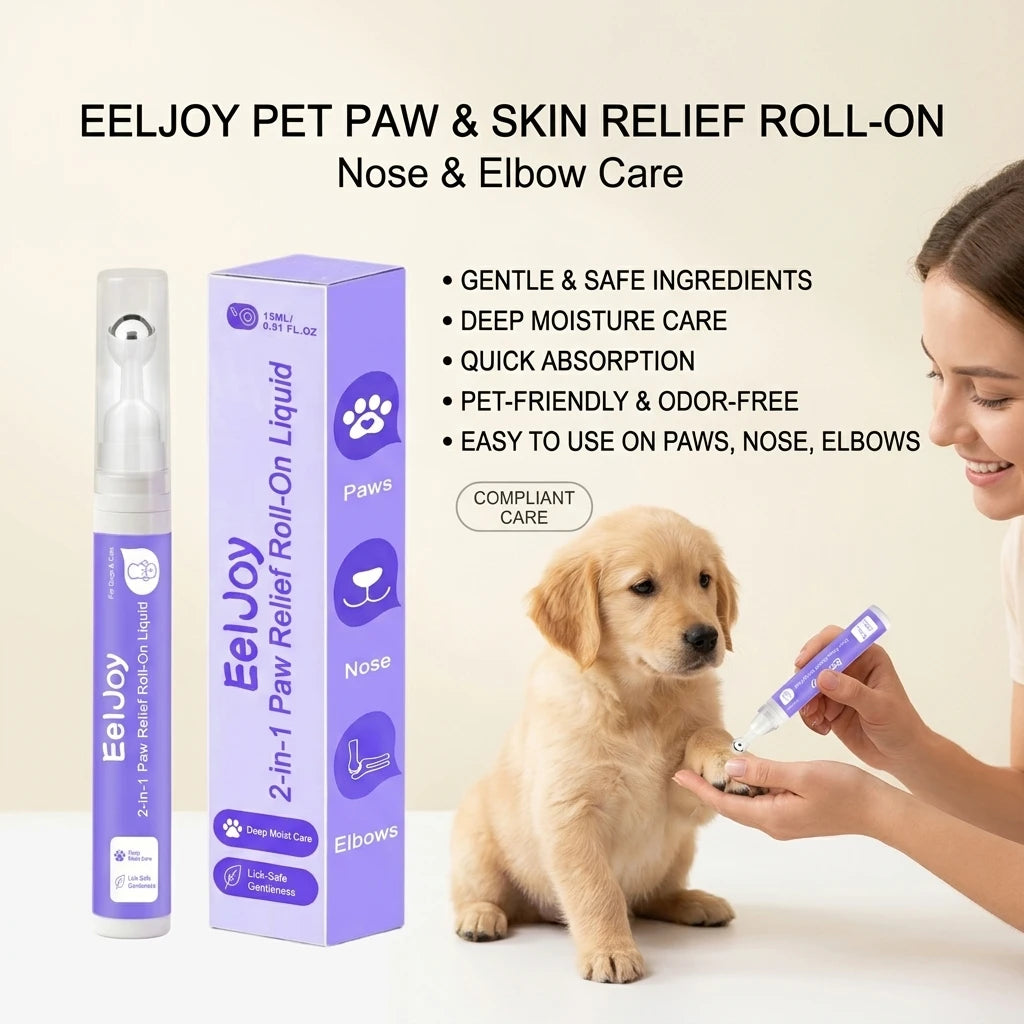 Pet Paw Care Oil Moisturizing Soothing Skin Repair Dry Paws Noses Prevent Cracking 2‑in‑1 Pet Paw & Nose Relief Roll‑on Liquid Qme