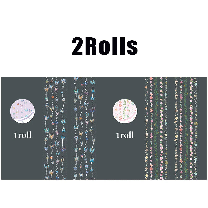 Star & Gem Beaded Curtain PET Tape, DIY Decor for Journal Layout, Photo Album Border & Phone Case Qme 2 rolls-A