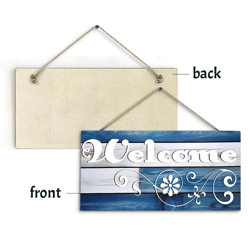 Rustic Welcome Wall Hanging Decor Wood Art Plaques Sign Door Sign for Home Living Room Front Door Decor Qme