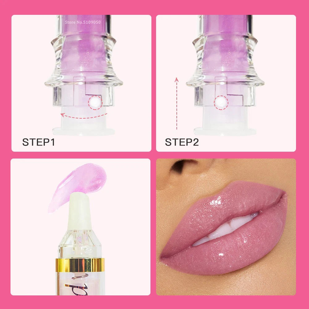 Shine Crystal Volume Lip Oil Plumping Pearl Gloss Pink Blue Hydrating Transparent Jelly Lip Gloss Serum Lip Care Makeup Cosmetic Qme
