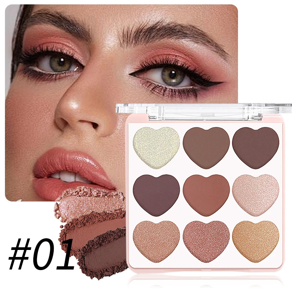Taupe Glow Eyeshadow Palette Matte Metallic Pearl Waterproof Long Qme Nine colors 1