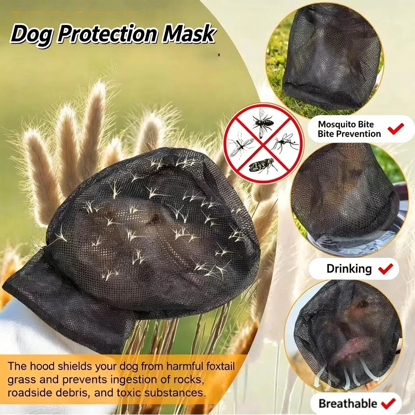 Dog Face Masque Adjustable Breathable Protector Mesh Head Cover Qme