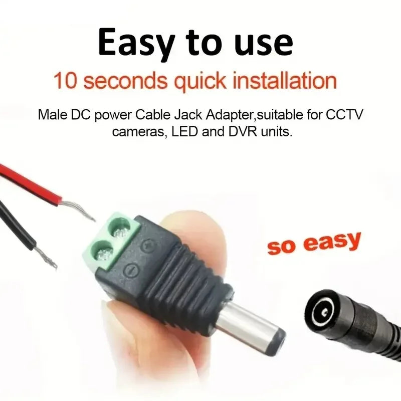 50PCS DC 5.5*2.1mm Female to Green Terminal Power Adapter No Soldering DC Connector for CCTV Camera Qme
