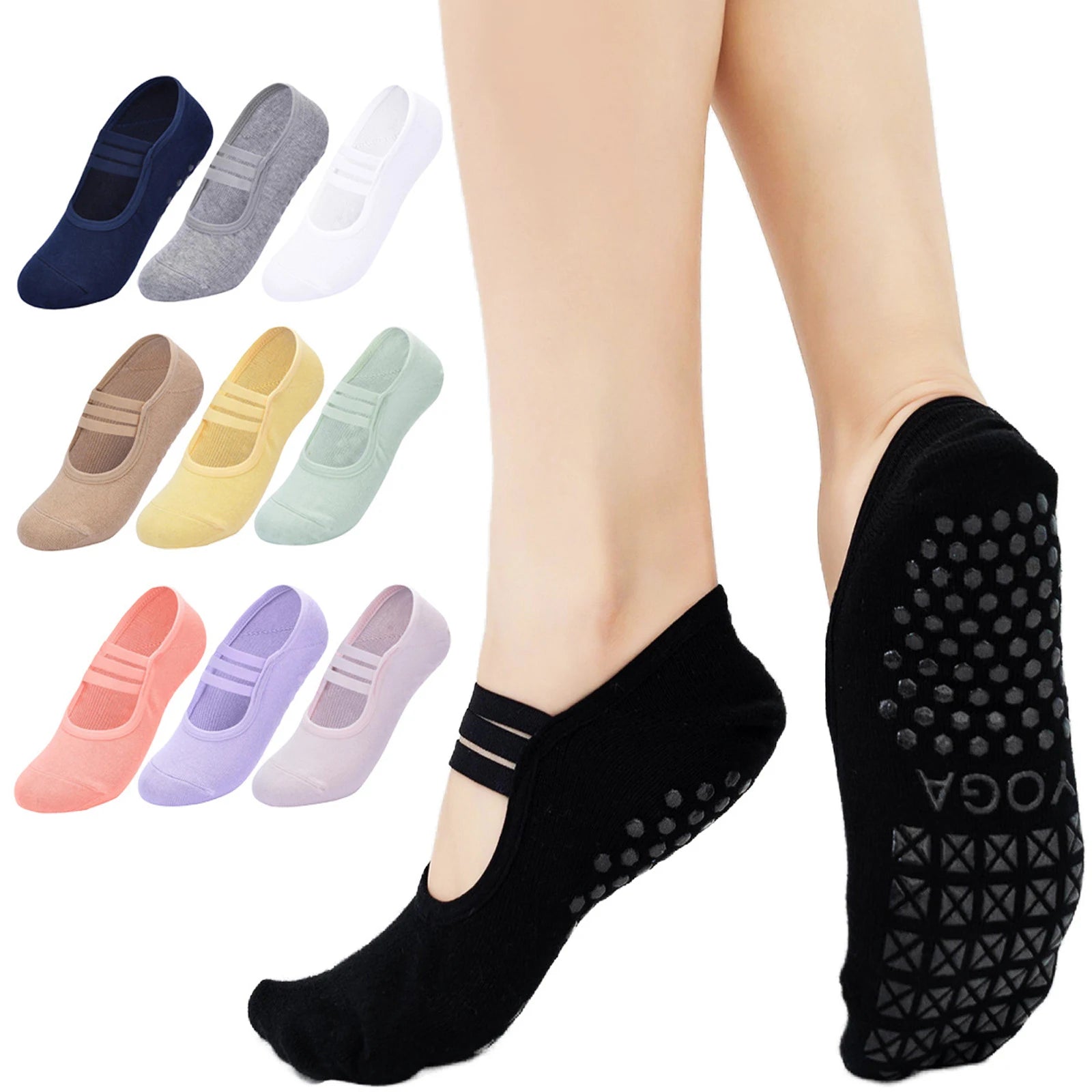 Button Silicone Non-slip Yoga Socks for Female Floor Pilates Socks Backless Breathable Cotton Indoor Fitness Dance Sports Socks Qme