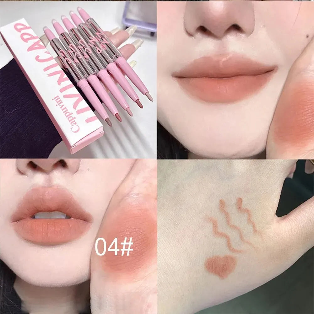 Nude Lip Liner Brush Cappuvini Korean Makeup Long Last Velvet Matte Qme CP211-4