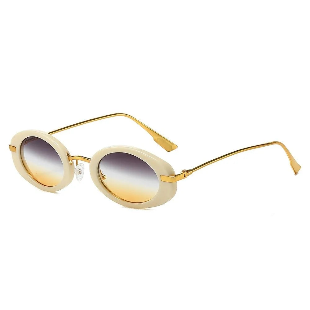 Vintage Retro Oval Sunglasses Small Frame Classic Trendy Fashion Qme Style G