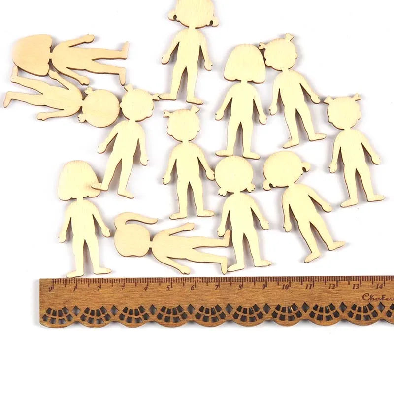 20Pcs 22x49mm Boy/Girl Wooden Crafts Decoracion DIY Scrapbooking Crafts Supplies Home Party Decor Handmade Ornaments Arts c3417 Qme 1