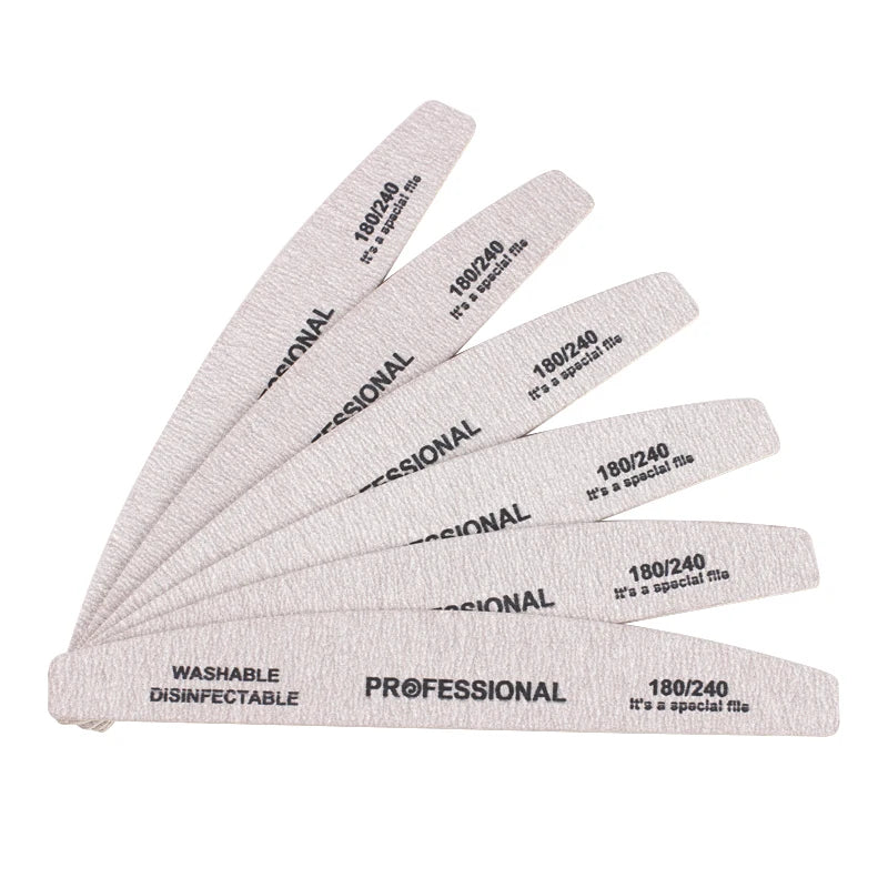 Strong Stick Wooden Nail File 180 240 Grey Boat Buffer Block Manicure Qme