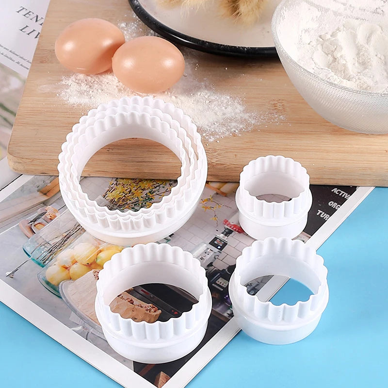 White Wave Round Double-sided Cookie Cutters Kitchen Tools Baking Qme