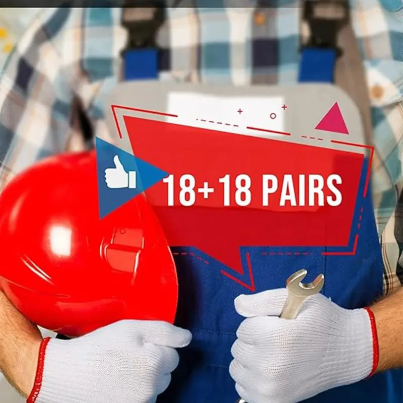 30pcs Nylon Work Gloves for Men Heavy Duty Thickened Wear Resistant Safety Gloves for Construction Repair Work Qme