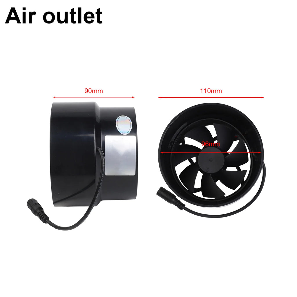 12V Black Duct Fan Ventilation Exhaust Indoor Outdoor Home Kitchen Qme