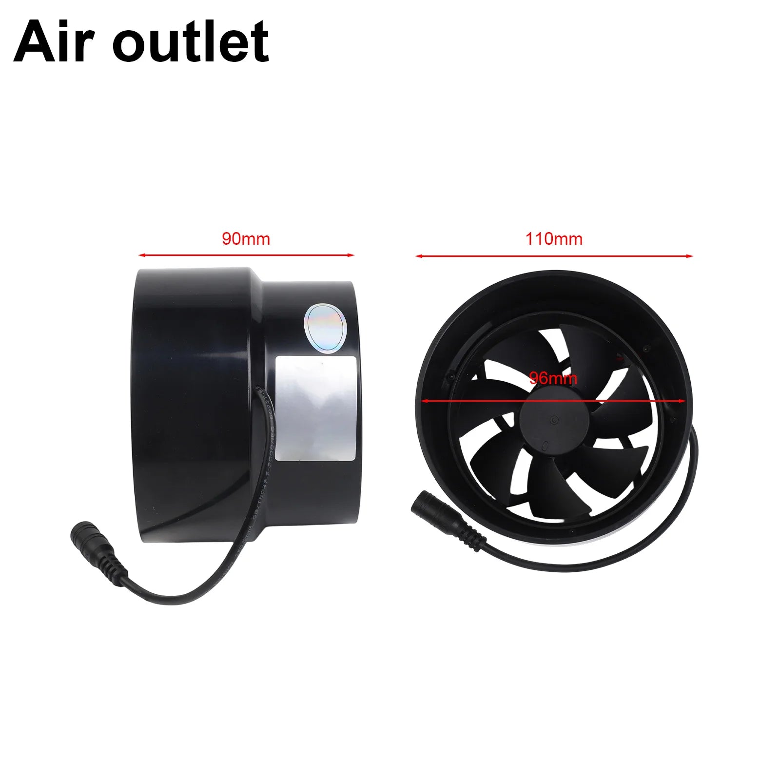 12V Black Duct Fan Ventilation Exhaust Indoor Outdoor Home Kitchen Qme