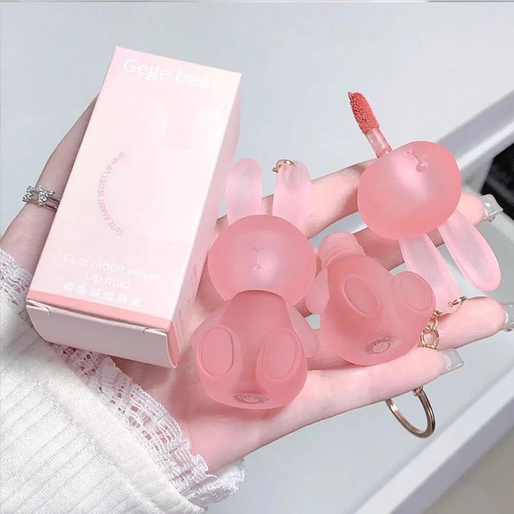 Gege Bear Rabbit Lip Glaze, Matte Velvet Lip Clay Long-lasting Color Non-drying Lipstick Qme