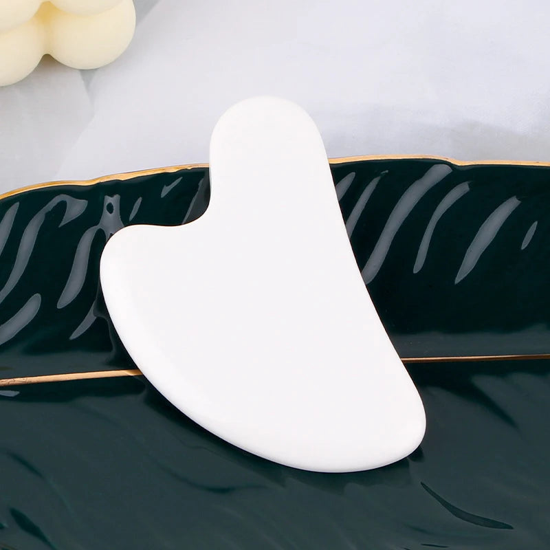 Rose Quartz Gua Sha Stone Facial Body Massage Tool Use Face Neck Back Qme White