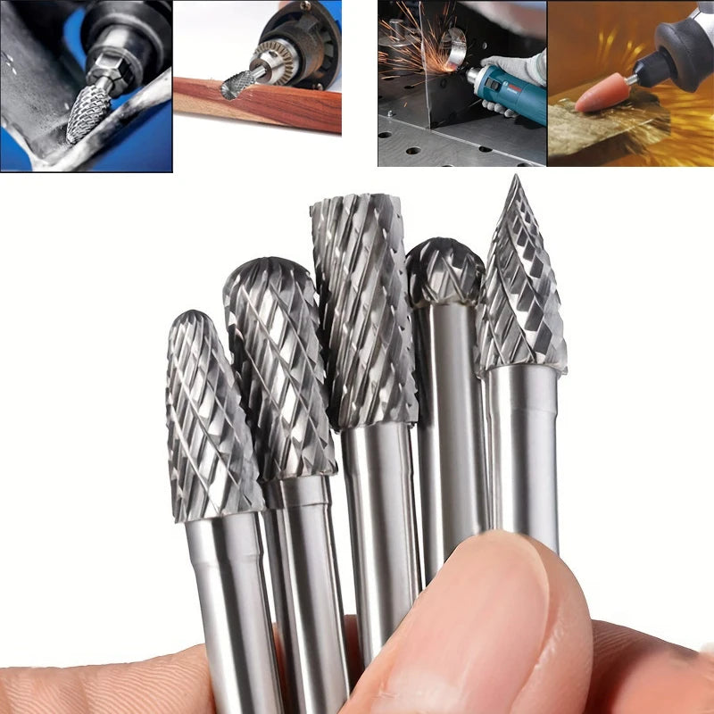 Tungsten Carbide Burrs Shank Double Cut Solid Power Tools Rotary Qme