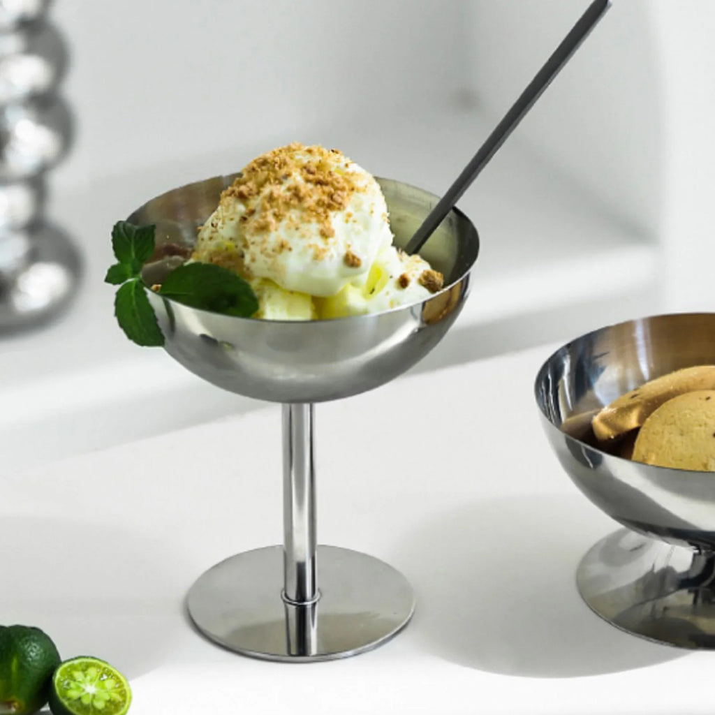 Stainless Steel Ice Cream Goblet Food Grade Dessert Cup Dishwasher Safe Champagne Style Goblet for Party Family Bar Cafe Qme