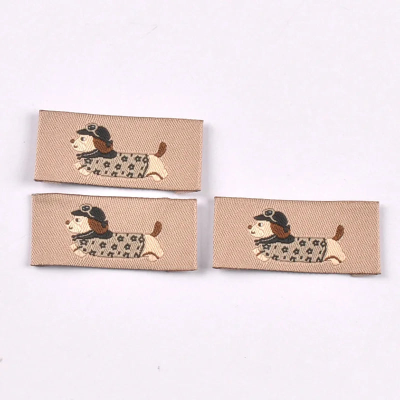 50pcs 40x19mm Mix Assorted Cute Dachshund Fabric Labels, Sew On Tags for DIY Clothes Pet Accessories Crafts cp4311 Qme 40x19mm-5