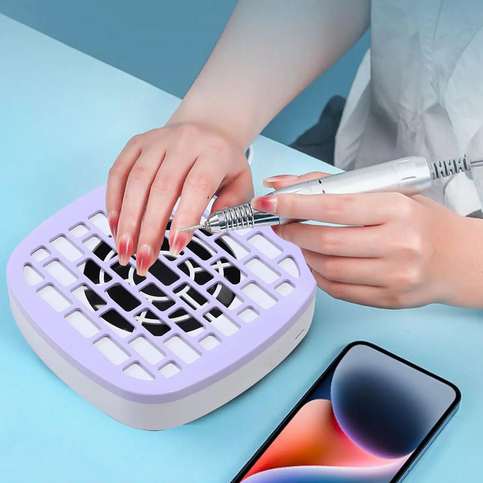 Nail Vacuum Dust Collector Low Noise Nail Fan Dust Collector Powerful Suction Cleaner Manicure Tools for Beginner Home Salon Qme