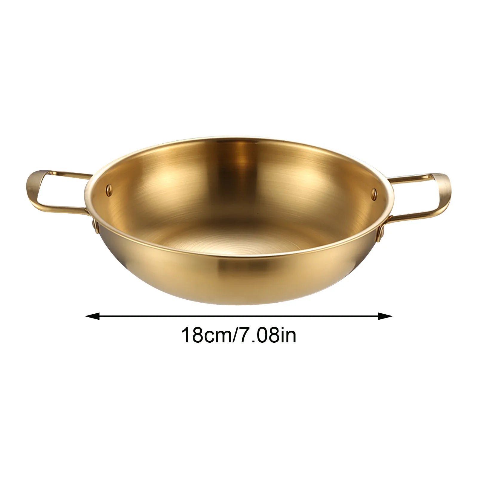 Seafood Stainless Steel Korean Style Pot Double Ear Soup Instant Noodles Gold Thick Durable Reinforced Bottomed Dry Pot Qme Gold