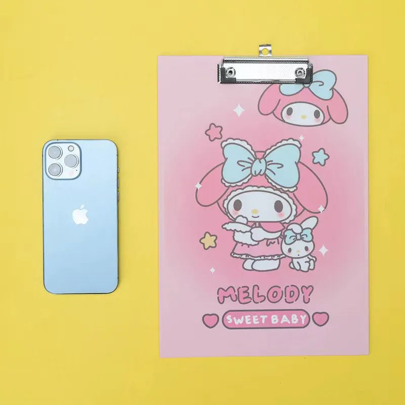 Hello Kitty Kuromi A4 Stylish Folder Clipboard Multifunctional Writing Board Book Rest and Student Writing Folder Qme 3
