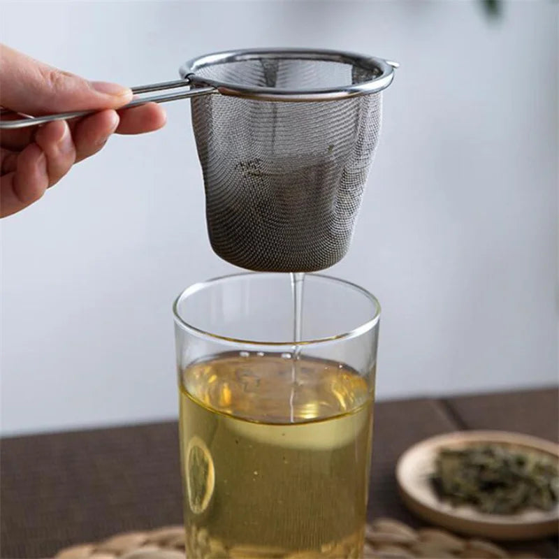 Tea Infuser With Handle Fine Mesh Reusable Tea Leaf Strainer Coffee Flour Filter Handheld Sieve For Teapot Kitchen Accessories. Qme