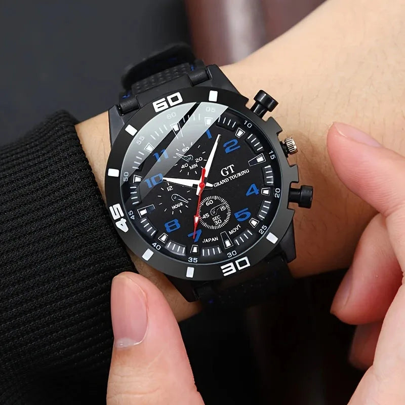 5 pieces of men's quartz watch set, perfect as a Christmas gift Qme