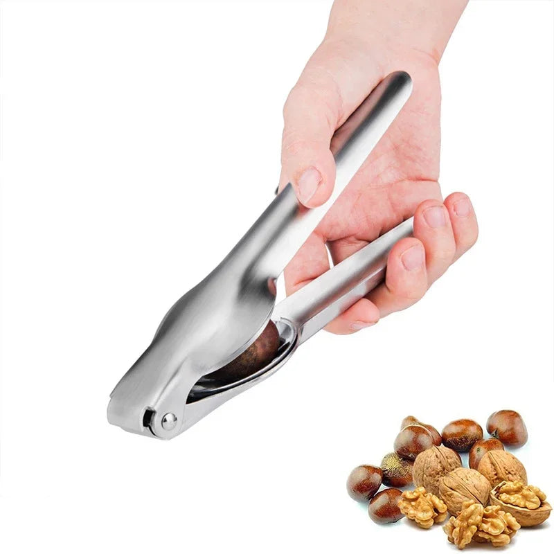 2 in 1 Stainless Steel Quick Chestnut Clip Kitchen Tools Walnut Pliers Metal Nut Cracker Sheller Nut Opener Kitchen Gadgets Qme