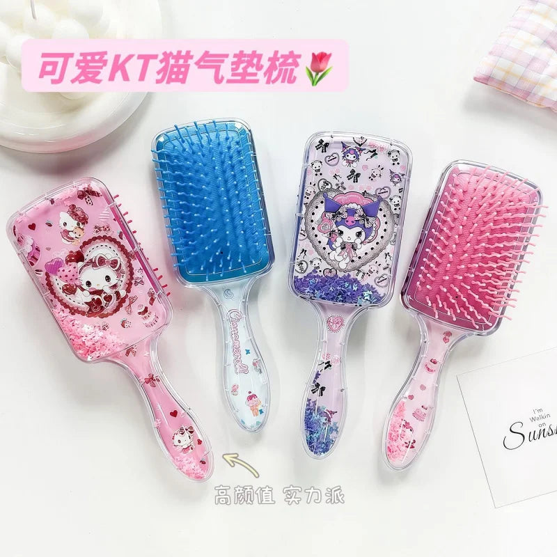 Hello Kitty Kuromi Glitter Cushion Comb Shake-Shake Air-Cushion Comb Cute Hair-Smoothing Comb Qme