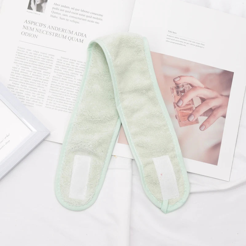 Women Adjustable SPA Facial Headband Bath Makeup Hair Band Headbands Qme light green