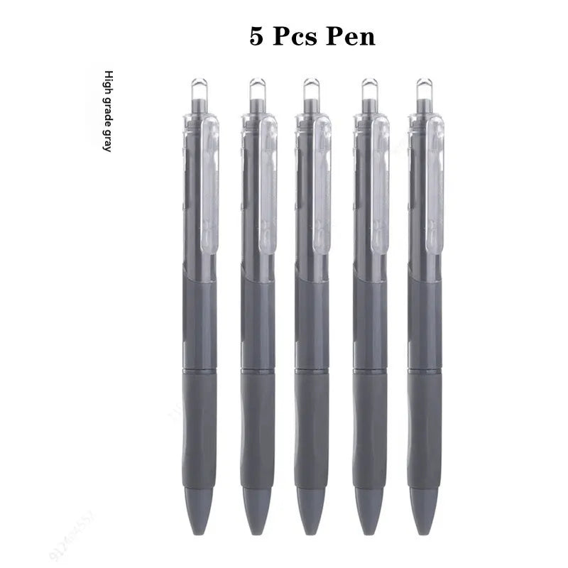 5 Pcs Gel Pen Ins Smooth Press Quick-drying 0.5mm Black Pen Ballpoint Pens School Supplies Stationery Qme Gray-5 pen black