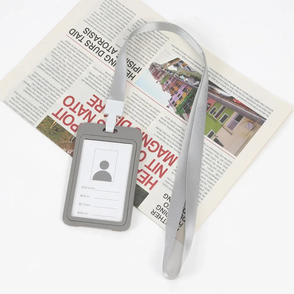Unisex Work ID Card Holder Lanyard Badge Holders Identification Qme GRAY