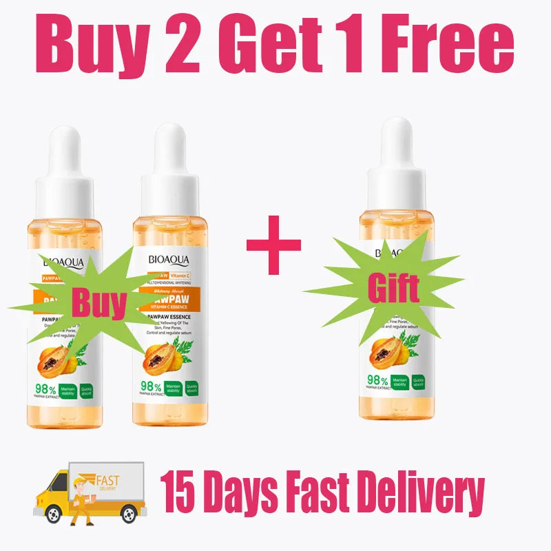 Papaya VC Brightening Serum Improve Dullness Remove Dark Spots Effective Whiten Freckle Product Moisturize Face Skin Care Beauty Qme 3PC