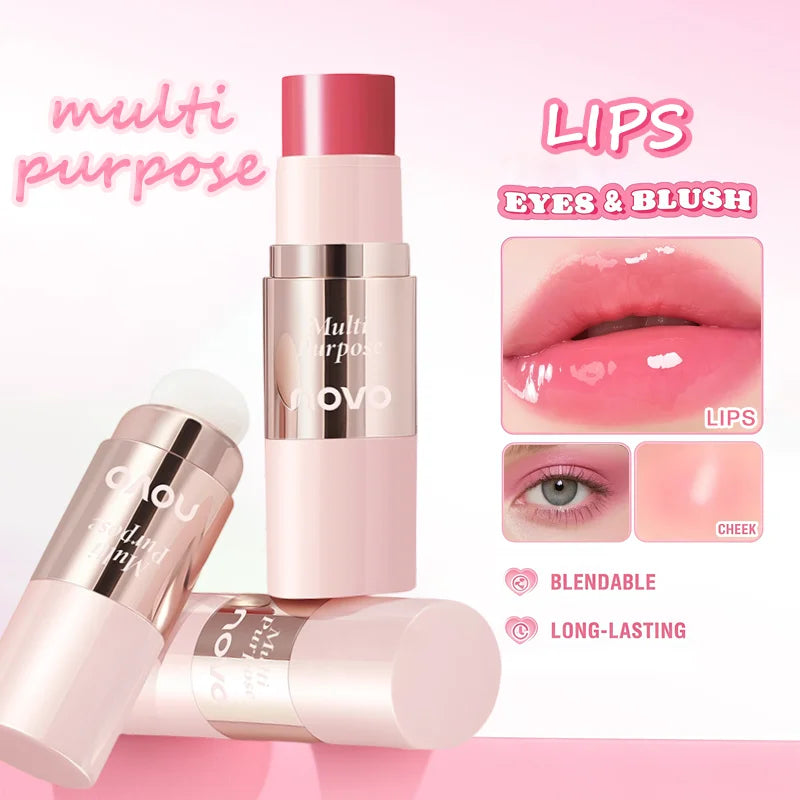 Multi-Use Cream Blush Stick For Eyes, Lips & Cheek, Nourishes & Moisturizes, Long-Wearing Blendable, Waterproof, Smooth Texture Qme