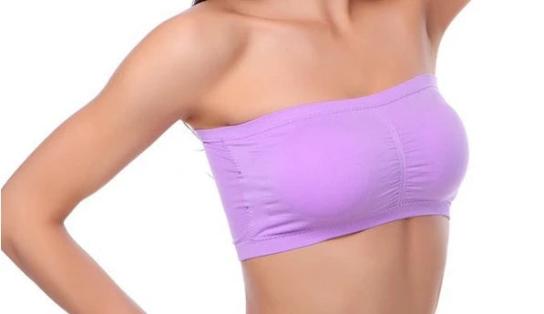 Double Layers Plus Size Strapless Bra Bandeau Tube Removable Padded Top Stretchy Seamless Bandeau Bra Boob Crop Spaghetti Strap Qme pl L