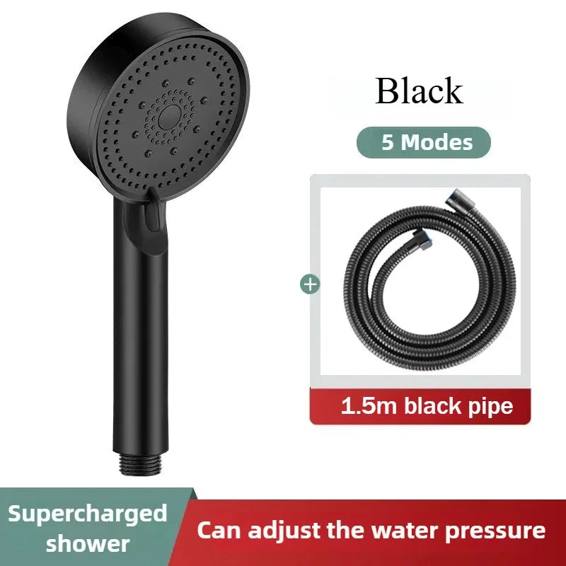 5 Modes Pressure Boost Shower Head Multifunction Adjustable Large Water Shower Nozzle Massage Bathroom Accessory Rain Shower Qme MIX-2