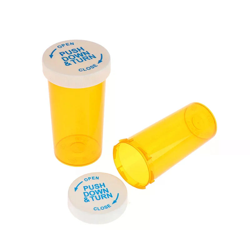 Plastic Medicine Pill Bottles Child Resistant Caps Containers Travel Qme