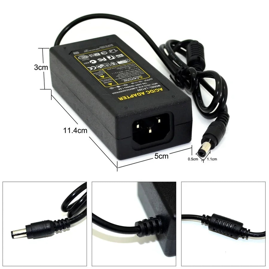 ESCAM DC 12V 5A 60W Power Adapter Transformer Switch AC100-240V to DC12V Power Supply for CCTV Camera Security System Qme