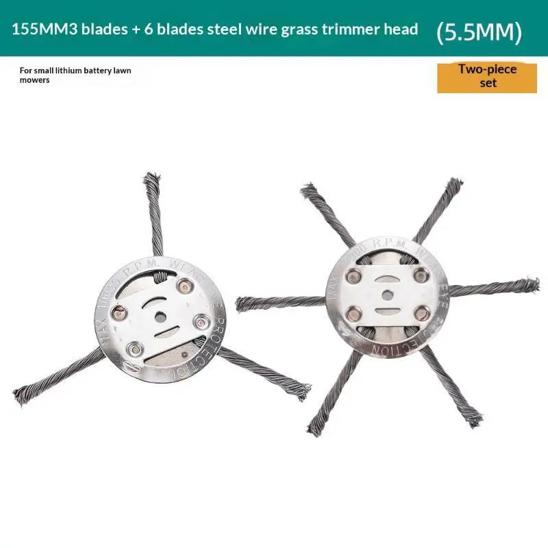 1/2pcs 6 Inch Steel Wire Wheel Head Grass Trimmer Head Universal Weed Brush Fit Straight Shaft Brushcutter Removal Moss Rust Qme Two mixtures